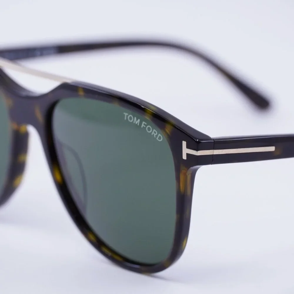 Tom Ford Damian-02 FT1098 52N Sunglasses Havana Aviator Frame, Green Lenses - Picture 2 of 9